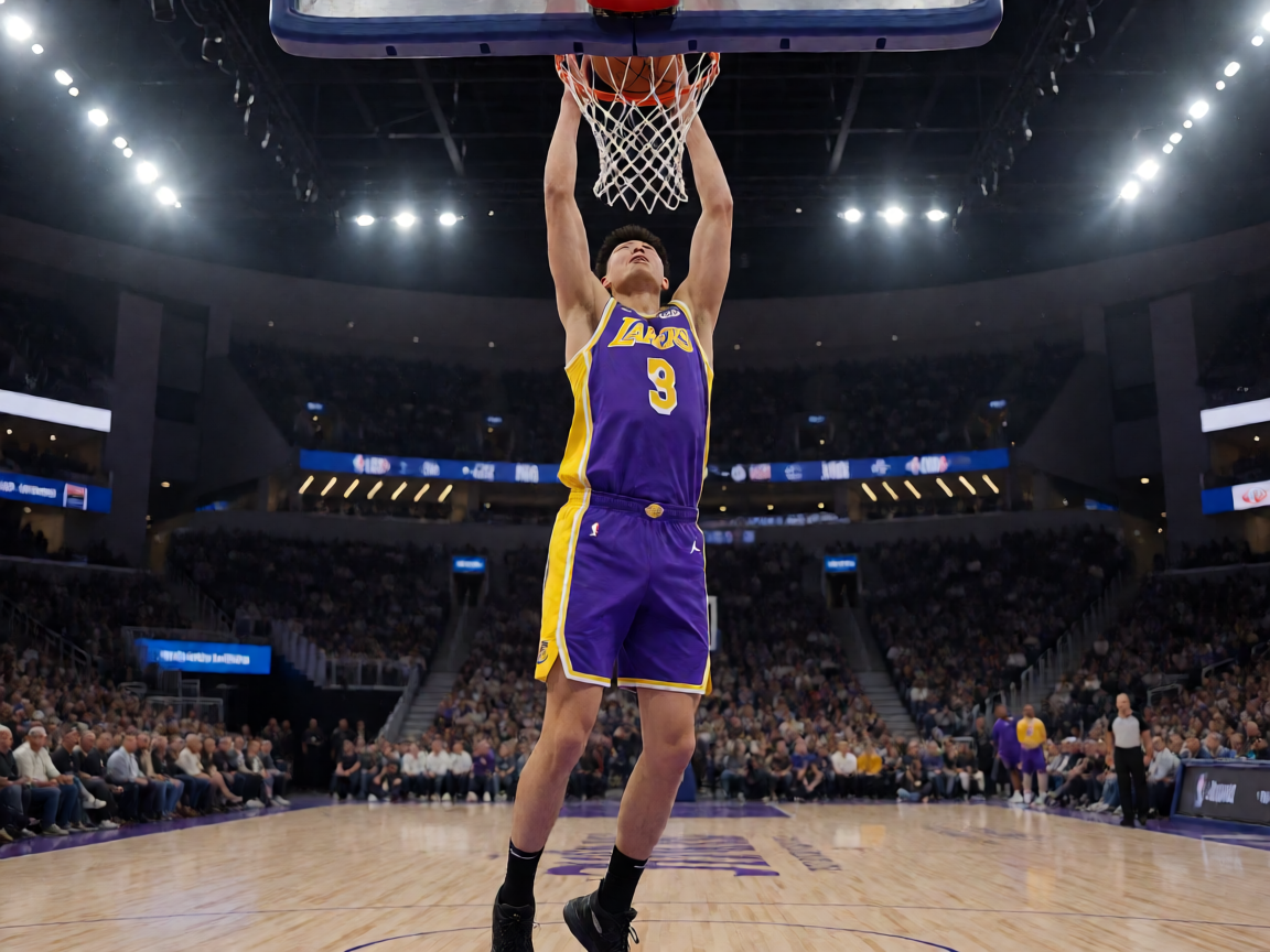NBA比赛现场 - 洛杉矶湖人队的精彩扣篮瞬间